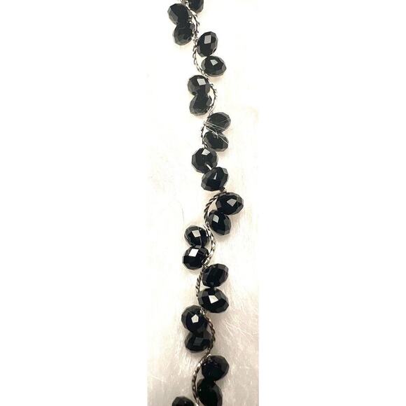 -BRACELET Beautiful VTG Silver With Black Gems Curly Spine Bracelet - Picture 10 of 10